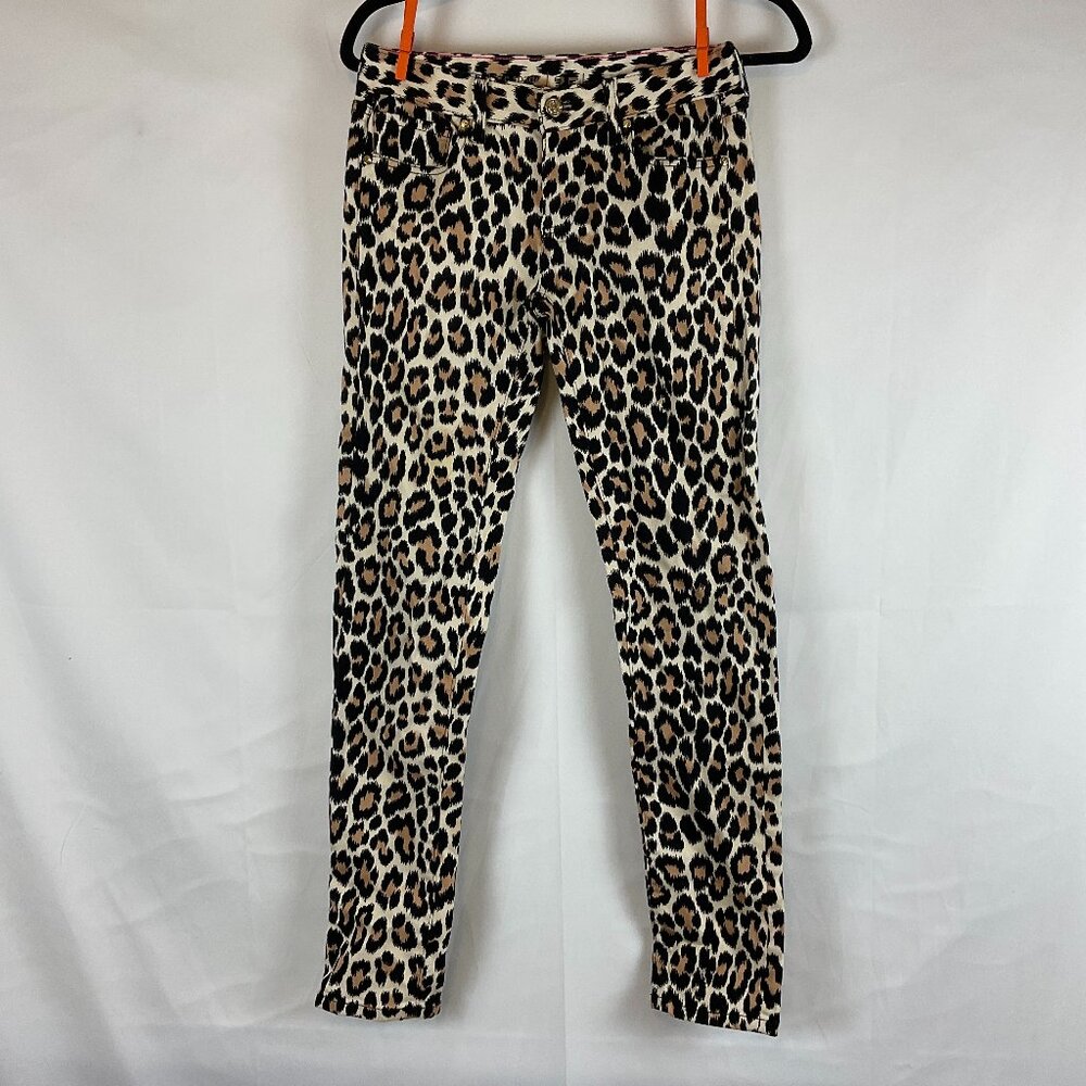 Kate Spade Broome Street Denim Pants 25 Cream Black Tan Animal Print Skinny